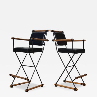 Cleo Baldon Pair of Cleo Baldon for Inca Campaign Style Bar Stools