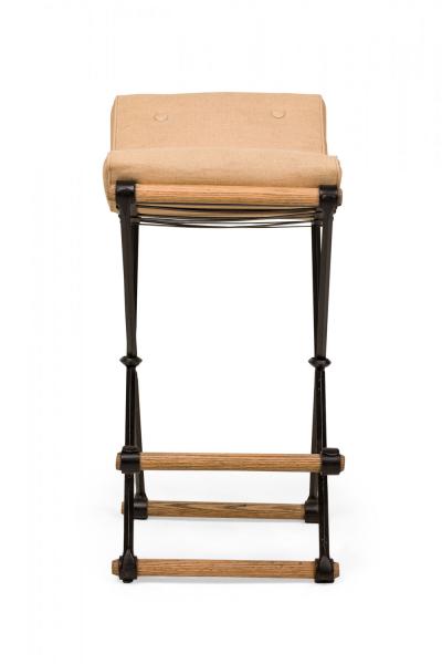 Cleo Baldon Pair of Cleo Baldon for Terra of California X Frame Beige Barstools