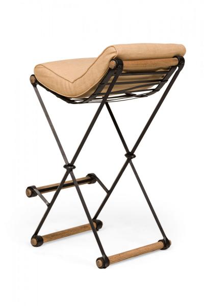 Cleo Baldon Pair of Cleo Baldon for Terra of California X Frame Beige Barstools