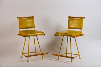 Cleo Baldon Pair of Yellow Cleo Baldon Swiveling Counter Stools