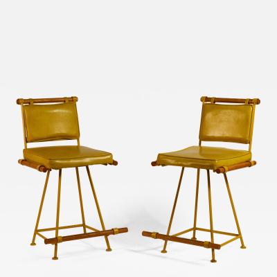 Cleo Baldon Pair of Yellow Cleo Baldon Swiveling Counter Stools