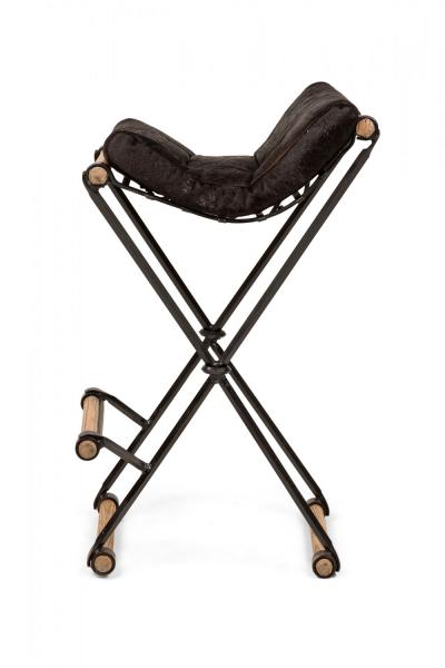 Cleo Baldon Set of 3 Cleo Baldon for Terra of California X Frame Faux Cowhide Barstools