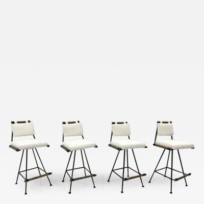 Cleo Baldon Set of 4 Bar Stools in the Manner of Cleo Baldon in Oatmeal Belgian Boucle