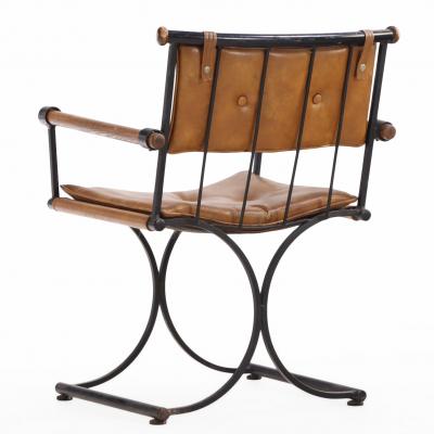 Cleo Baldon Set of Four 1970s Iron Campaign Style Dining Chairs attributed to Cleo Baldon