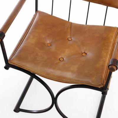 Cleo Baldon Set of Four 1970s Iron Campaign Style Dining Chairs attributed to Cleo Baldon
