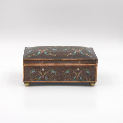Cloisonn Enamel Box with Floral and Scrollwork Decoration Late 19th Century