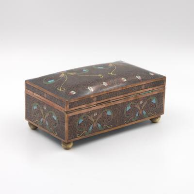 Cloisonn Enamel Box with Floral and Scrollwork Decoration Late 19th Century