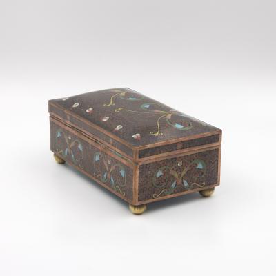 Cloisonn Enamel Box with Floral and Scrollwork Decoration Late 19th Century