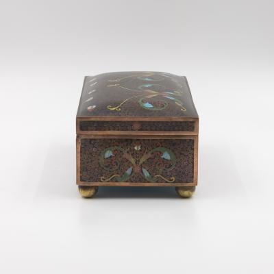 Cloisonn Enamel Box with Floral and Scrollwork Decoration Late 19th Century