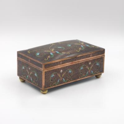 Cloisonn Enamel Box with Floral and Scrollwork Decoration Late 19th Century