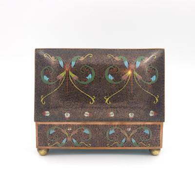Cloisonn Enamel Box with Floral and Scrollwork Decoration Late 19th Century