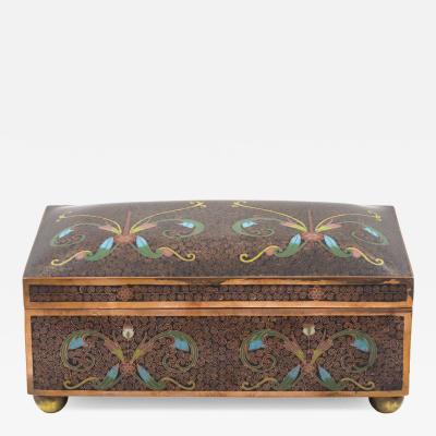 Cloisonn Enamel Box with Floral and Scrollwork Decoration Late 19th Century