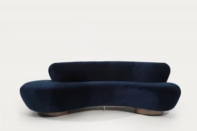 Cloud Sofa by Vladimir Kagan for Directional in Navy Blue Alpaca Velvet