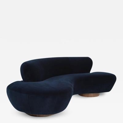 Cloud Sofa by Vladimir Kagan for Directional in Navy Blue Alpaca Velvet