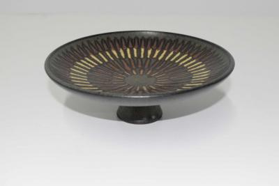 Clyde Burt Clyde Burt Footed Tray Plate in Glazed Multicolored Stonewear