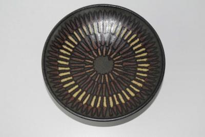 Clyde Burt Clyde Burt Footed Tray Plate in Glazed Multicolored Stonewear