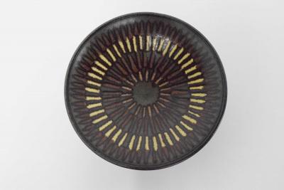 Clyde Burt Clyde Burt Footed Tray Plate in Glazed Multicolored Stonewear