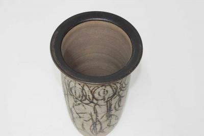 Clyde Burt Clyde Burt Tall Ceramic Vase with Abstract Design