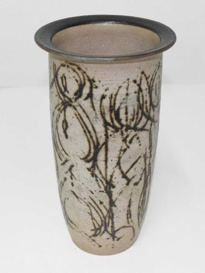Clyde Burt Clyde Burt Tall Ceramic Vase with Abstract Design