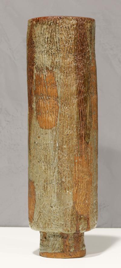 Clyde Burt Tall Studio Pottery Vessel Illegibly Signed Birdie dtd 2 79