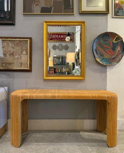 Coastal Split Reed Console Sofa Table with Waterfall Edges