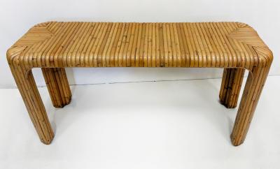 Coastal Split Reed Console Sofa Table with Waterfall Edges