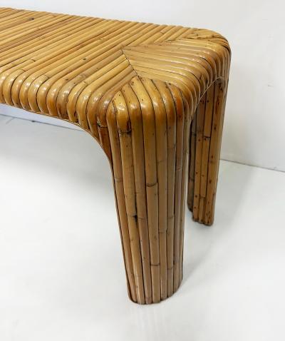 Coastal Split Reed Console Sofa Table with Waterfall Edges