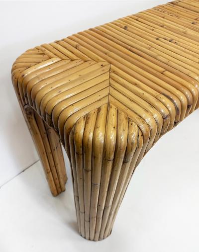 Coastal Split Reed Console Sofa Table with Waterfall Edges