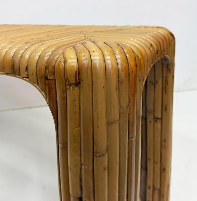 Coastal Split Reed Console Sofa Table with Waterfall Edges