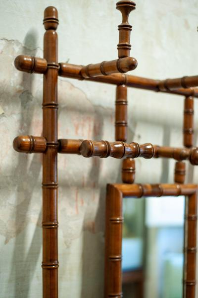 Coat Rack with Mirror and Umbrella Stand in Faux Bamboo
