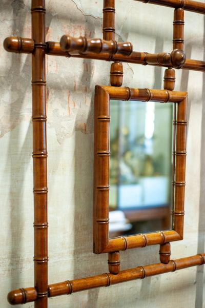 Coat Rack with Mirror and Umbrella Stand in Faux Bamboo
