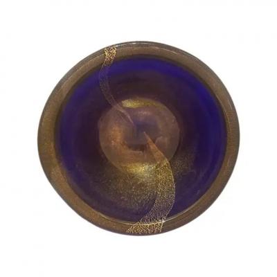 Cobalt Blue Murano Glass Bowl with Avventurina