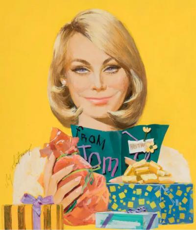Coby Whitmore Beautiful Blond Hair and Blue Eyed Woman Mid Century Illustration