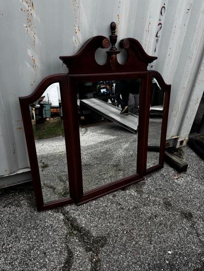 Cochrane Furniture Federal Style Cherry Trifold Beveled Mirror