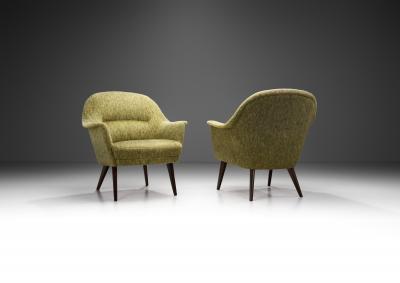 Cocktail Chairs with Dark Glazed Cherry Wood Legs Europe 1950s
