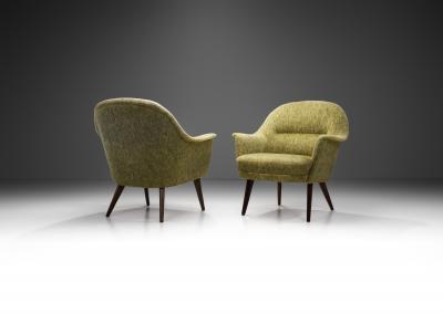 Cocktail Chairs with Dark Glazed Cherry Wood Legs Europe 1950s