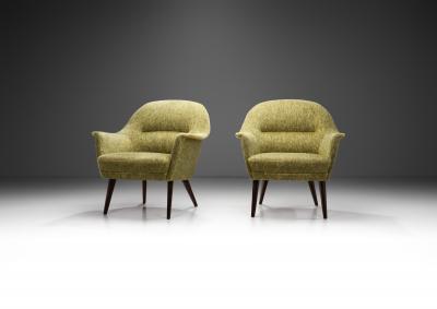 Cocktail Chairs with Dark Glazed Cherry Wood Legs Europe 1950s