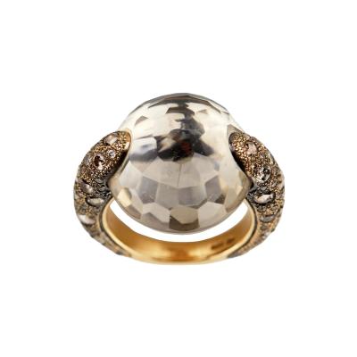 Cocktail Ring Pomellato Tango With Smoky Quartz And Diamonds Italy
