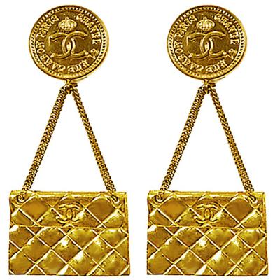 Coco Chanel Chanel Purse Clip On Drop Earrings