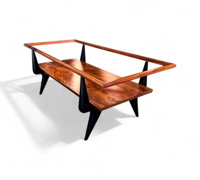 Coffee Table in Caviuna wood Opaque Glass Fratte 1950s Lot 838