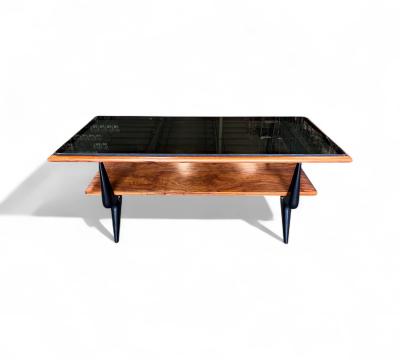 Coffee Table in Caviuna wood Opaque Glass Fratte 1950s Lot 838