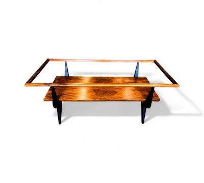 Coffee Table in Caviuna wood Opaque Glass Fratte 1950s Lot 838