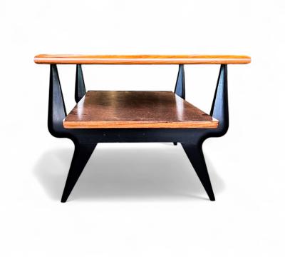 Coffee Table in Caviuna wood Opaque Glass Fratte 1950s Lot 838