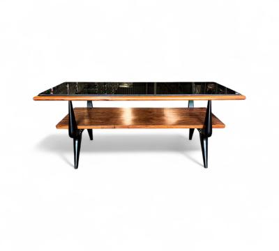 Coffee Table in Caviuna wood Opaque Glass Fratte 1950s Lot 838