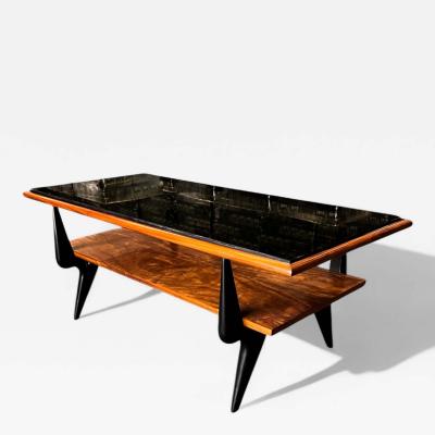 Coffee Table in Caviuna wood Opaque Glass Fratte 1950s Lot 838