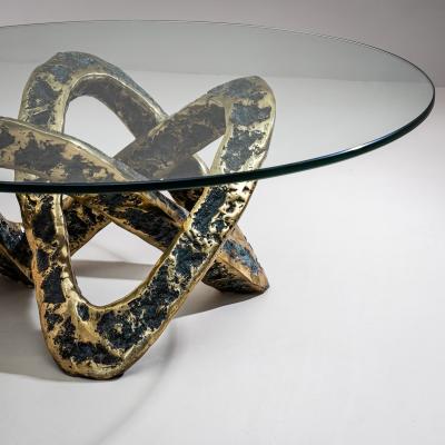 Coffee Table with Bronze Base Late 20th Century