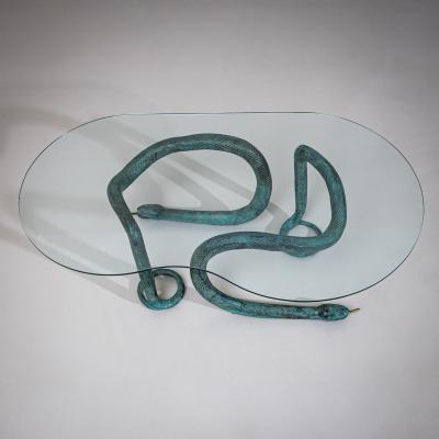 Coffee Table with Bronze Snakes 20th Century