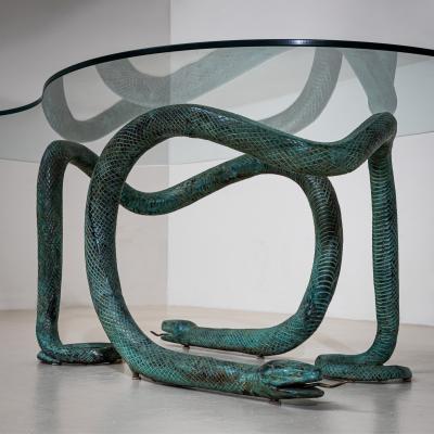 Coffee Table with Bronze Snakes 20th Century