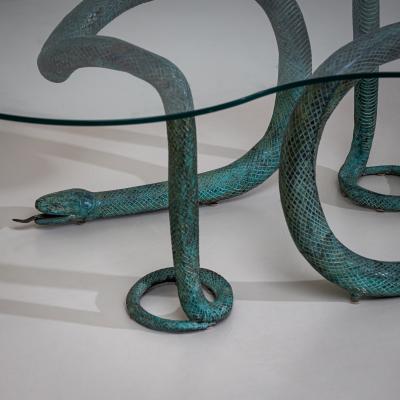 Coffee Table with Bronze Snakes 20th Century