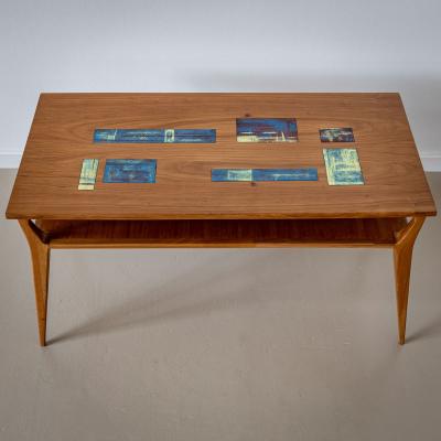 Coffee Table with Ceramic Inlays Italy Mid 20th Century